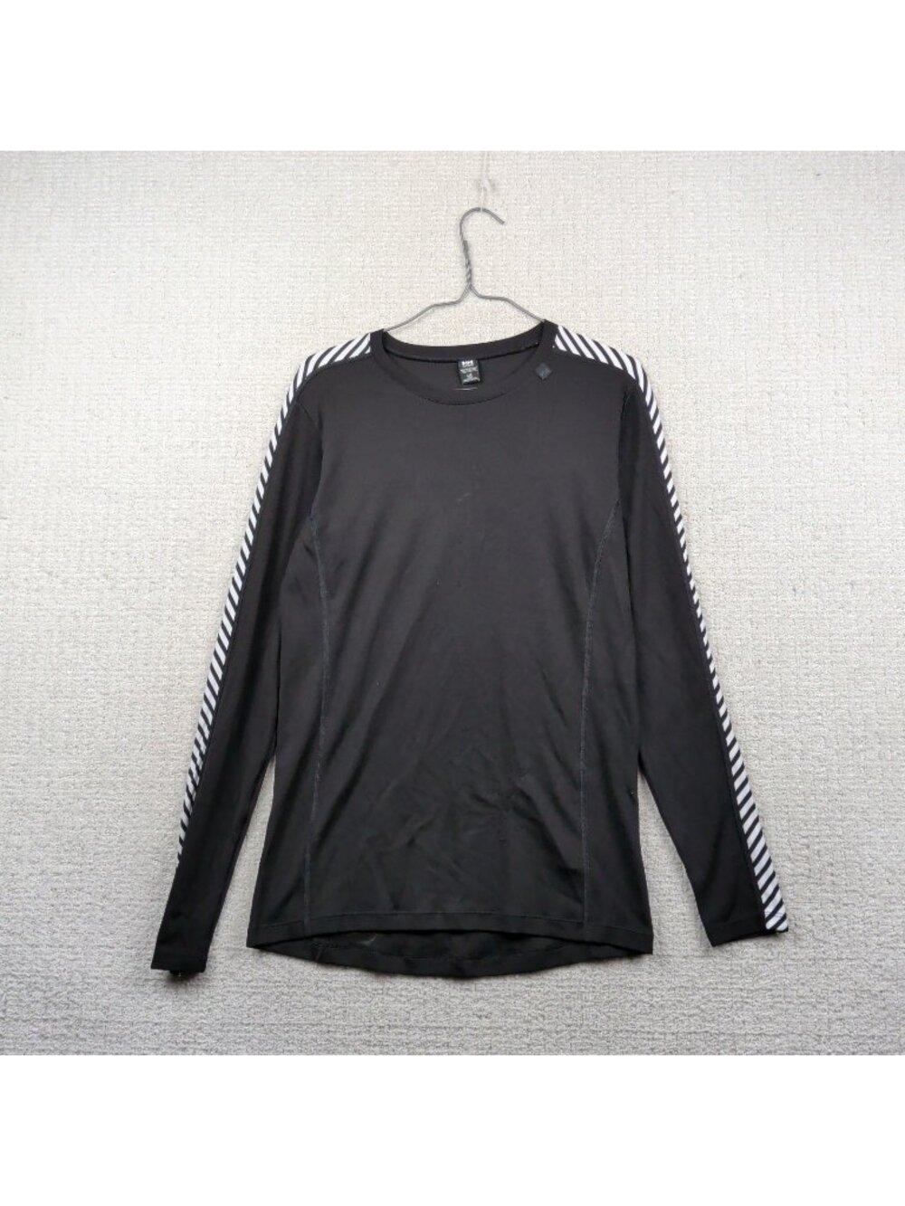 Helly Hansen Lifa Stripe Crew Base Layer Mens L Fitted Black Long Sleeve Ski